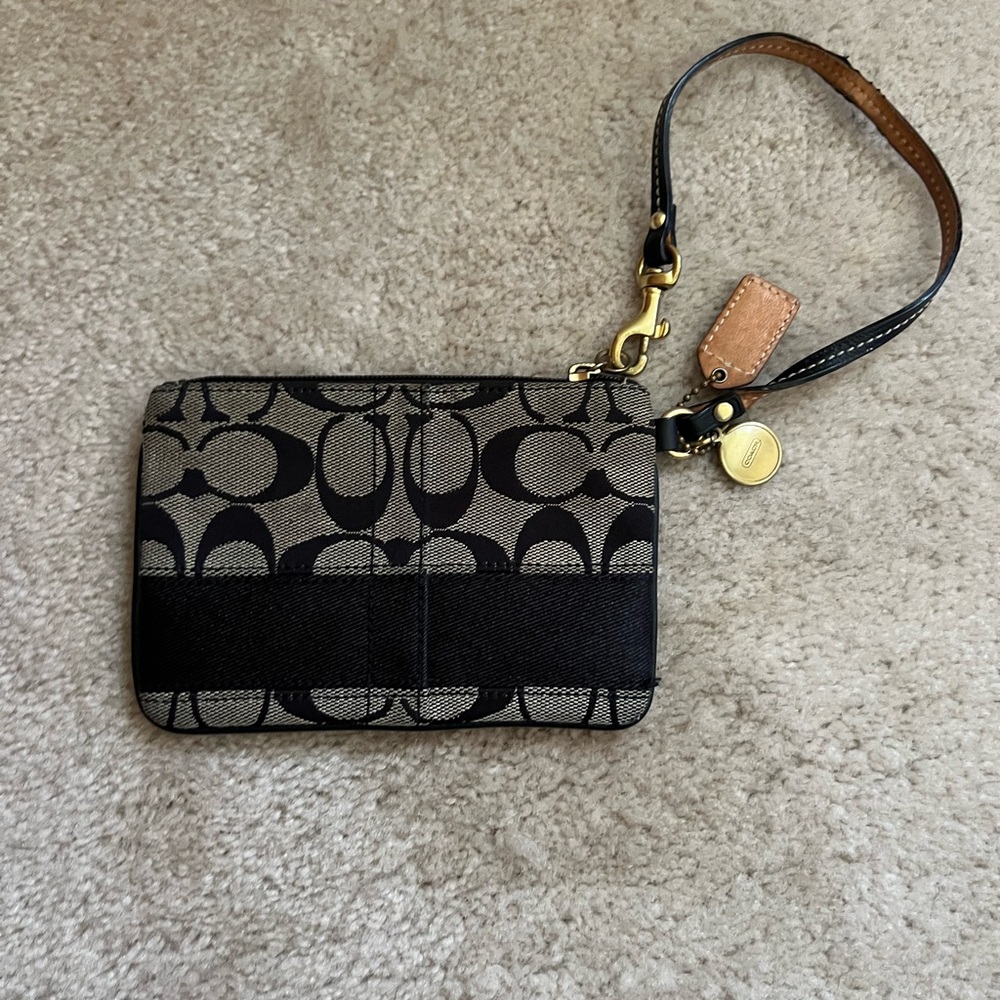 Coach Black and Tan Wristlet